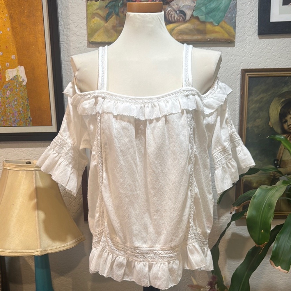 Elegant White Ruffle Off-Shoulder Top